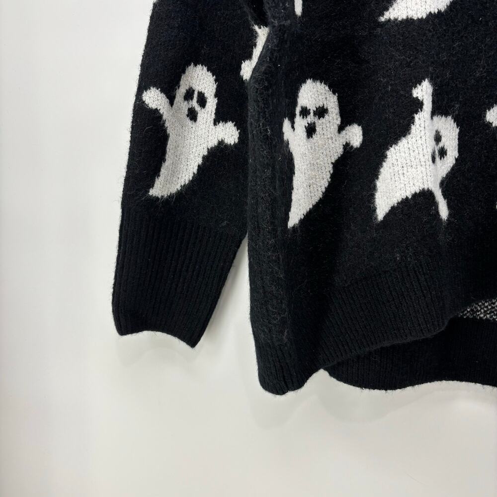 Vince Camuto Womens Medium Black White Ghost Halloween Sweater - Picture 12 of 16